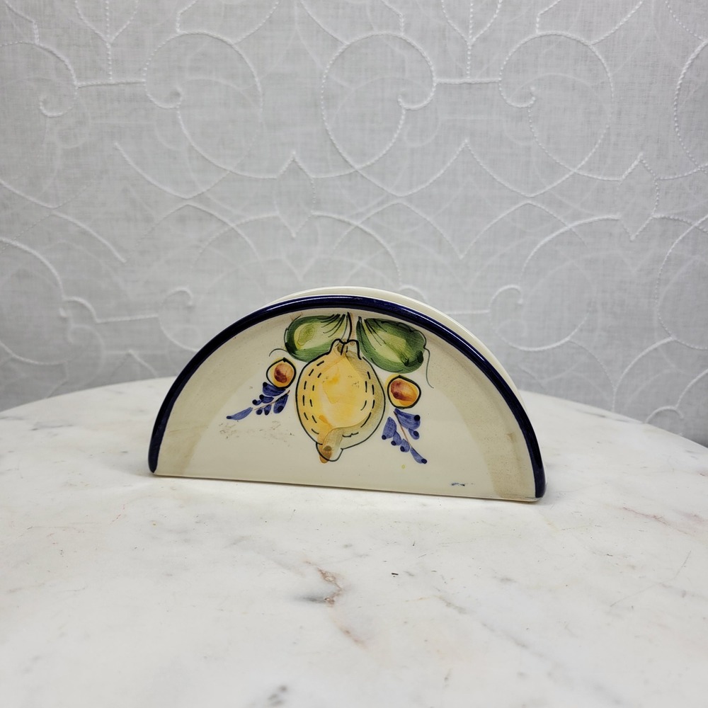 Tierra Fina Portugal Lemon Napkin Holder 1838 Hand Painted Ceramic Mediterranean